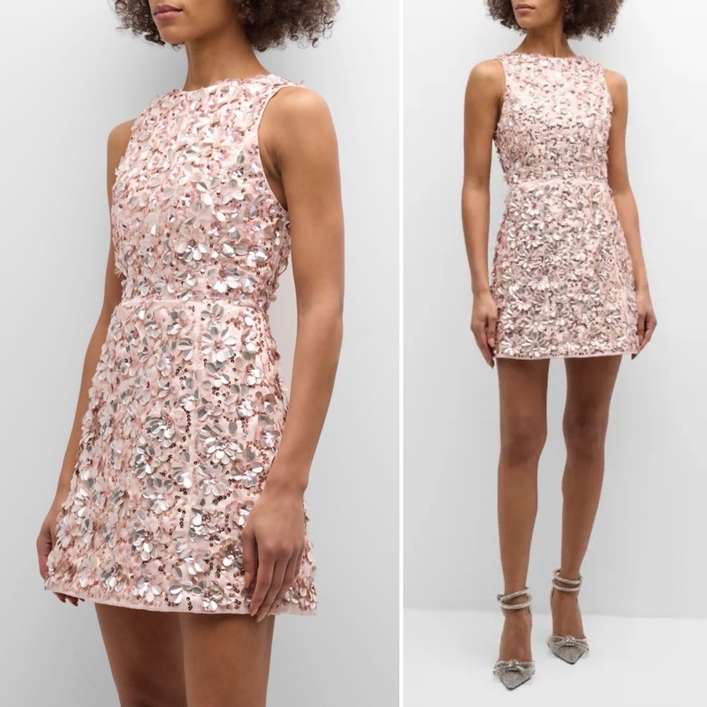 NWOT Alice + Olivia Lindsey Embellished Mini Gown Size 2 Blush Rose MSRP $995 - Picture 4 of 16